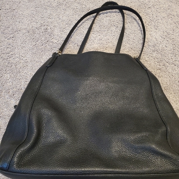 Kate Spade Black Pebbled Leather Tote Bag With Triple Compartments - Picture 4 of 16